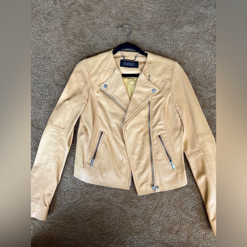 Badgley Mischka Yellow Leather Jacket